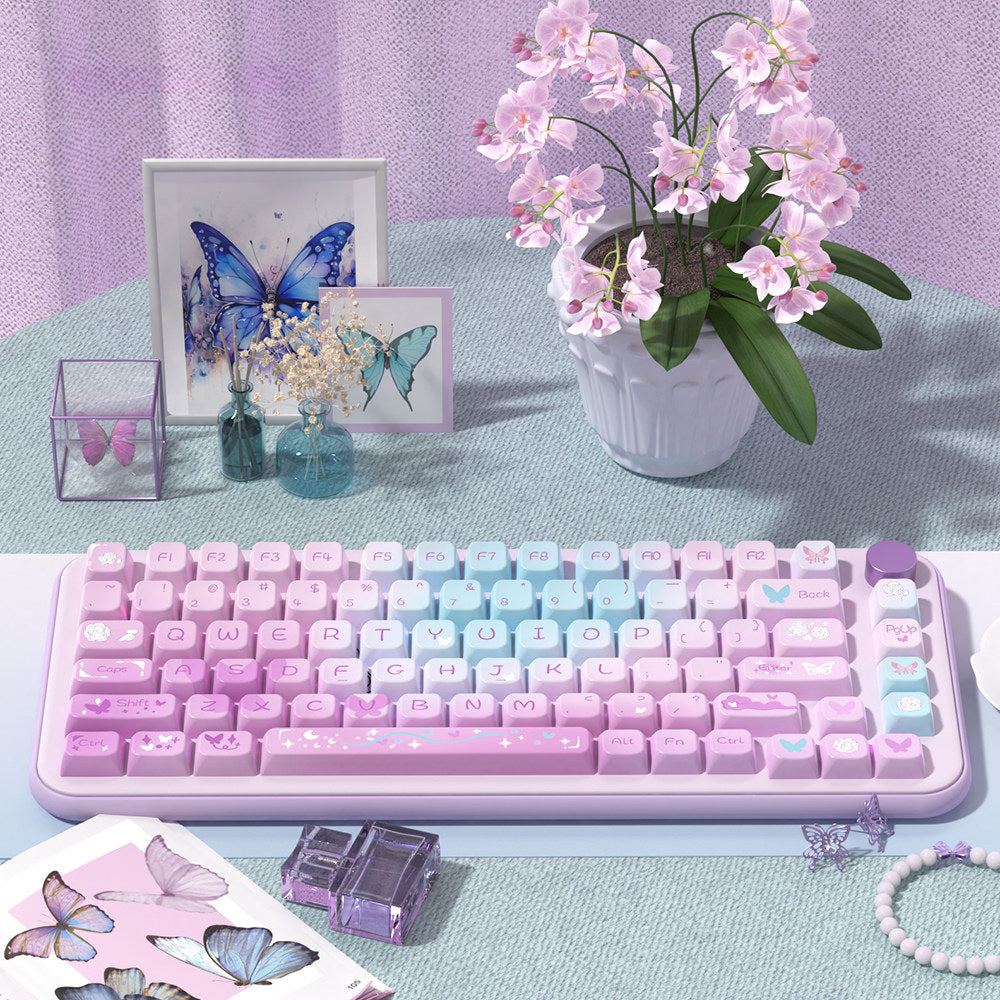 Dreamy Purple Butterfly Keycaps Set for Mechanical Keyboards