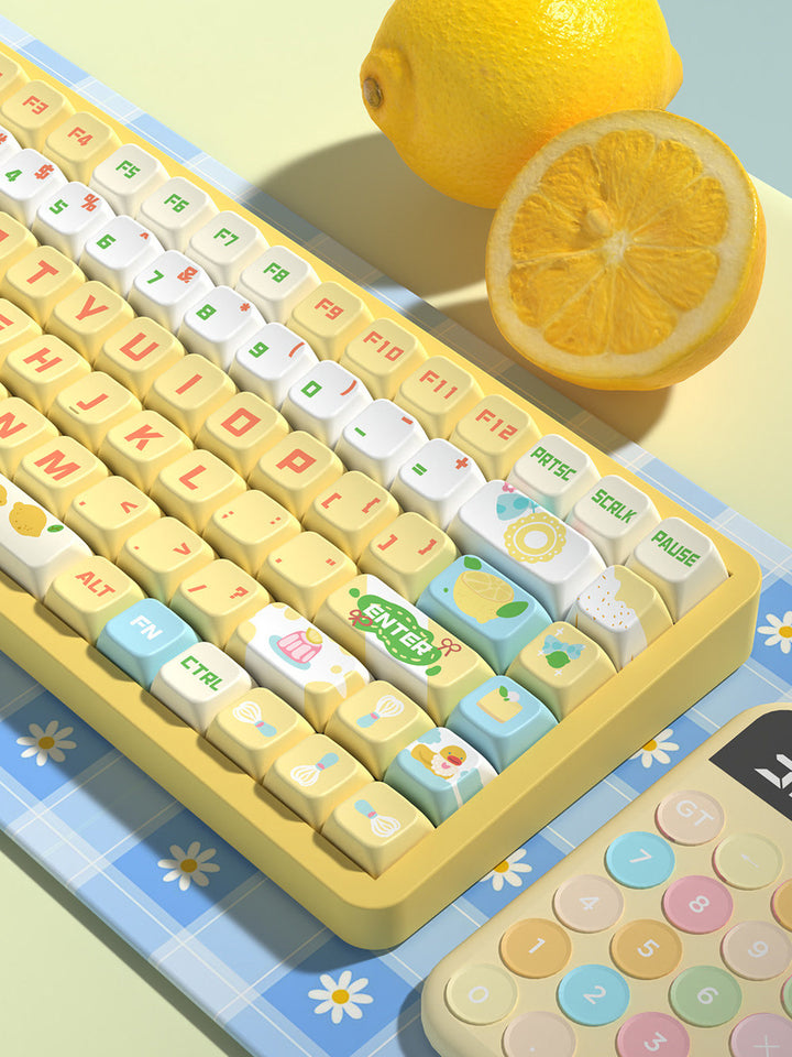 Sea Salt Lemon Cheesecake Keycaps Set for Mechanical Keyboards