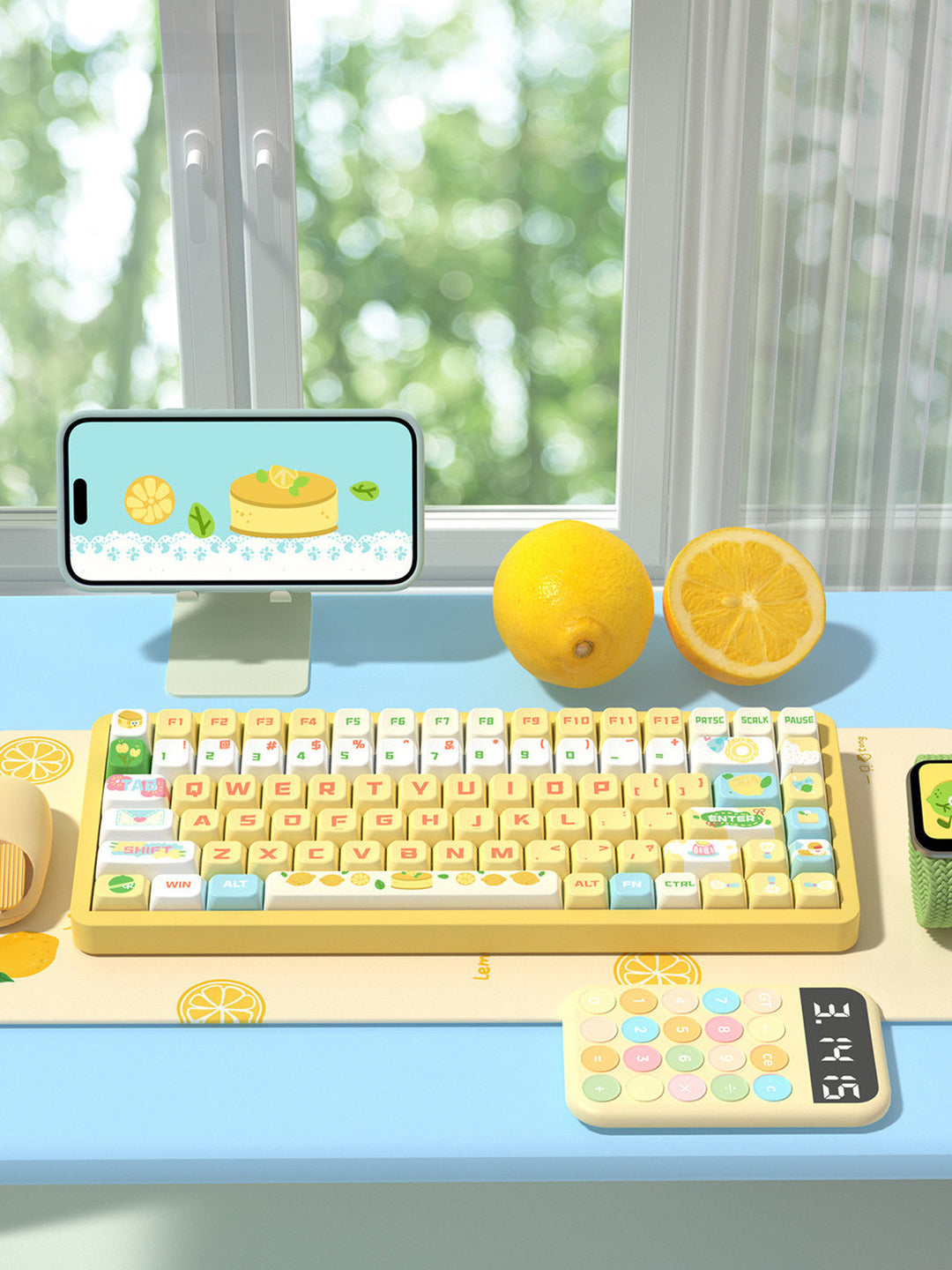 Sea Salt Lemon Cheesecake Keycaps Set for Mechanical Keyboards