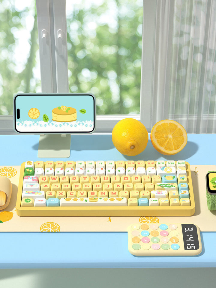 Sea Salt Lemon Cheesecake Keycaps Set for Mechanical Keyboards