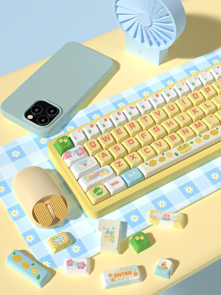 Sea Salt Lemon Cheesecake Keycaps Set for Mechanical Keyboards