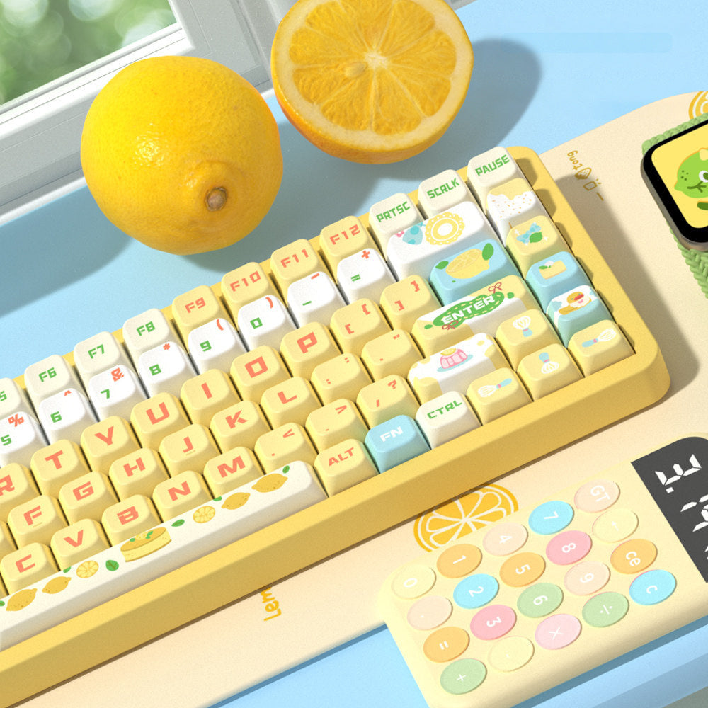 Sea Salt Lemon Cheesecake Keycaps Set for Mechanical Keyboards
