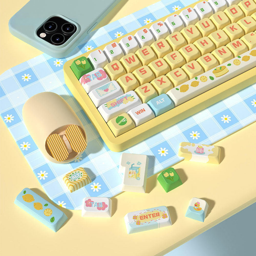 Sea Salt Lemon Cheesecake Keycaps Set for Mechanical Keyboards
