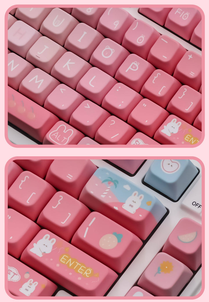 Summer Bunny Keycaps Set for Mechanical Keyboards