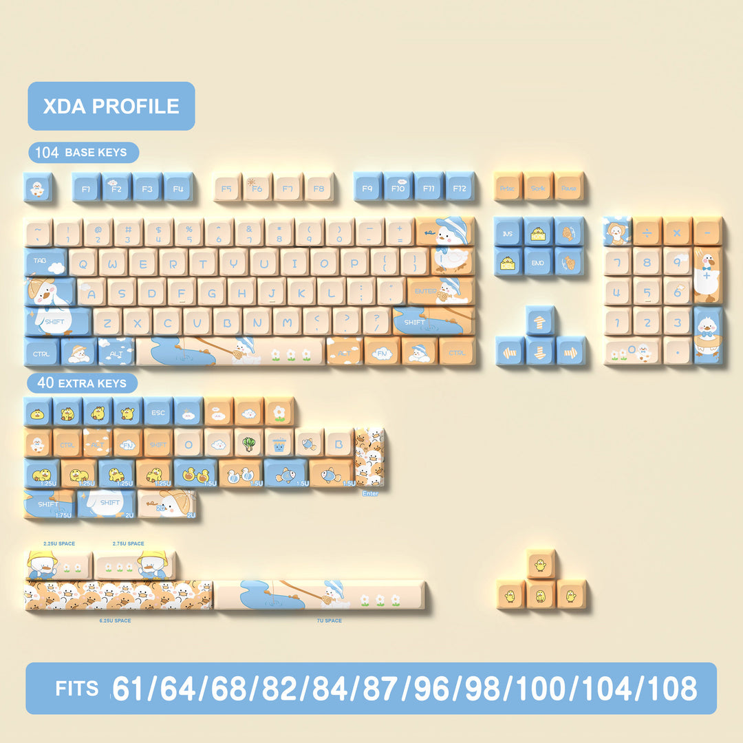Cute Little Duck Keycaps Set for Mechanical Keyboards