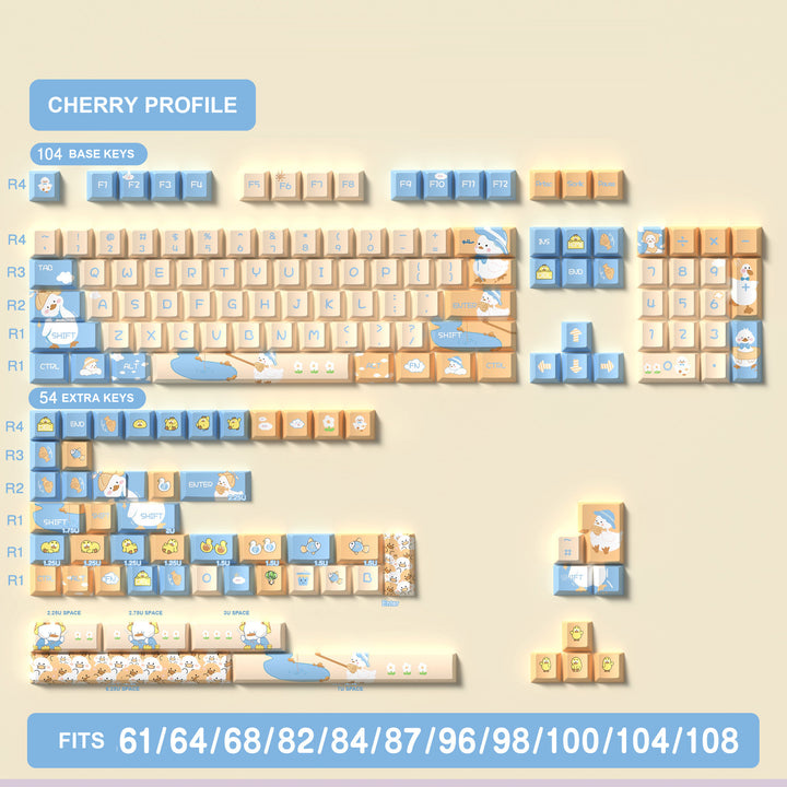 Cute Little Duck Keycaps Set for Mechanical Keyboards