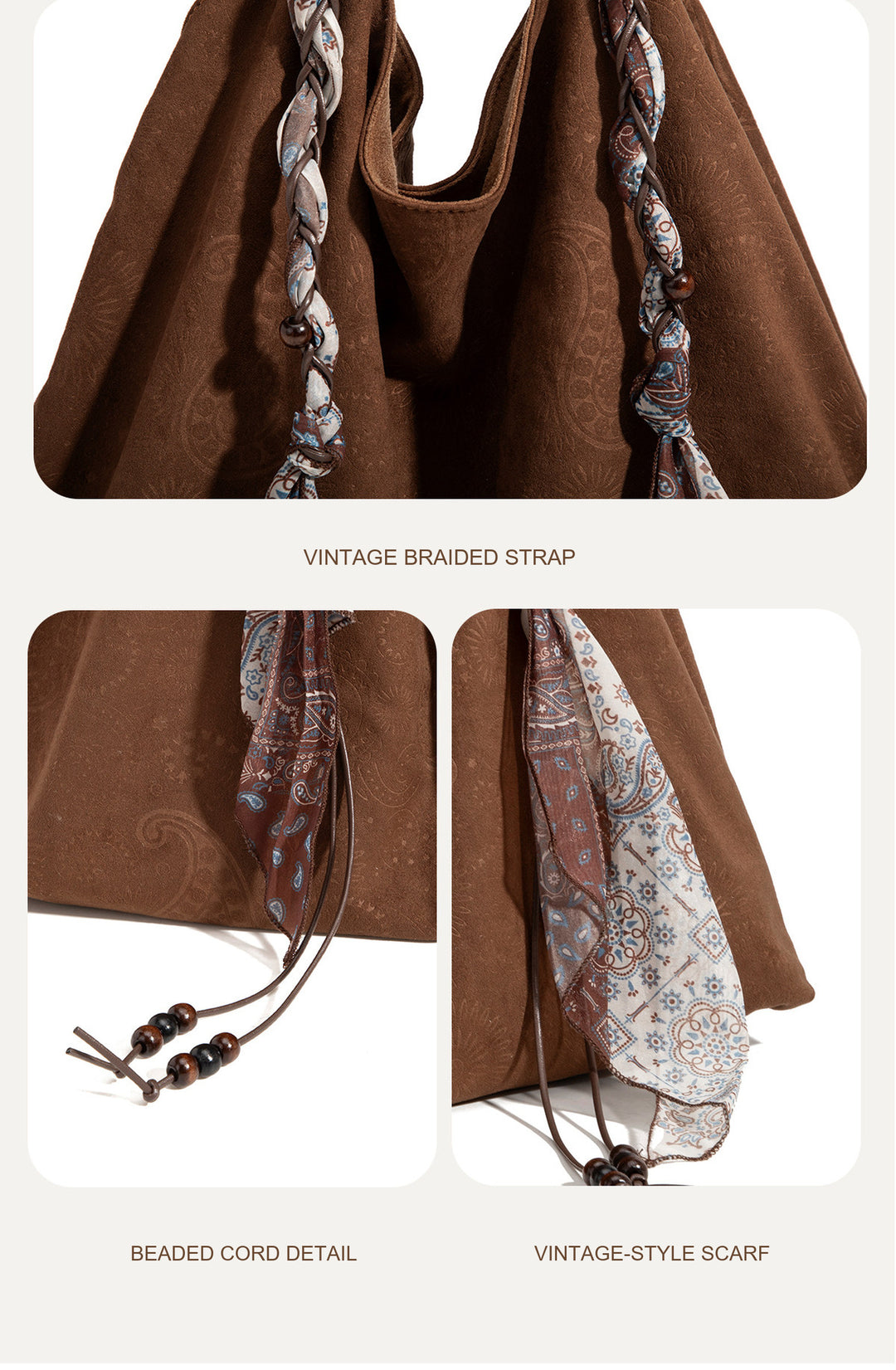 Boho Paisley Scarf Strap Hobo Bag