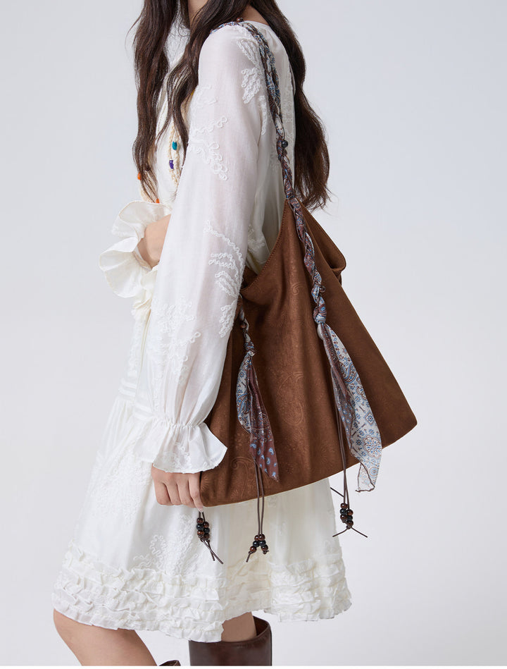 Boho Paisley Scarf Strap Hobo Bag