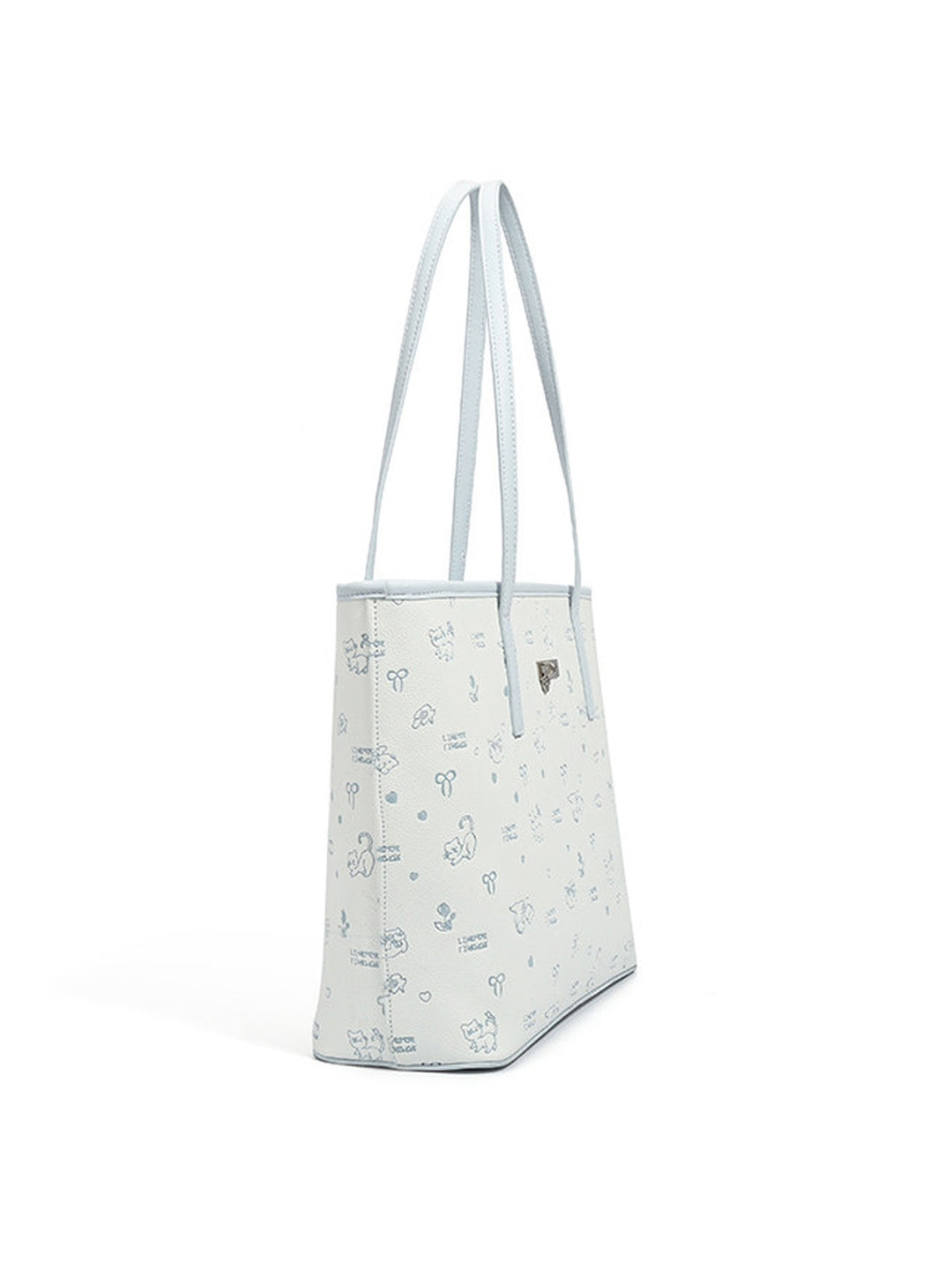 Cute Cat Print Faux Leather Tote Bag