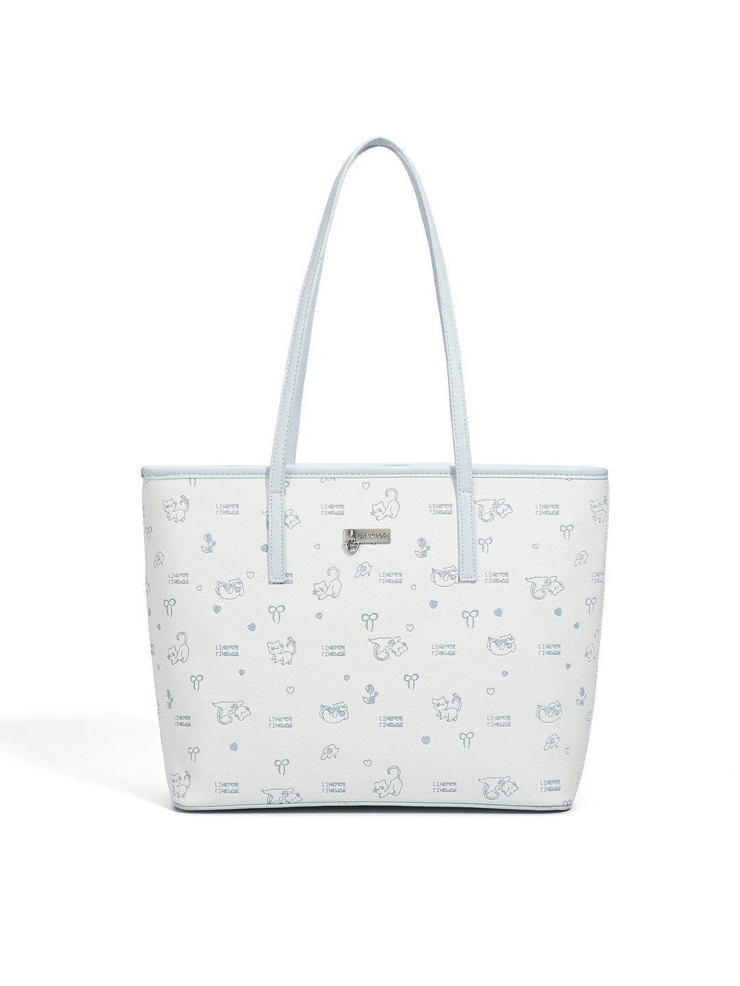 Cute Cat Print Faux Leather Tote Bag