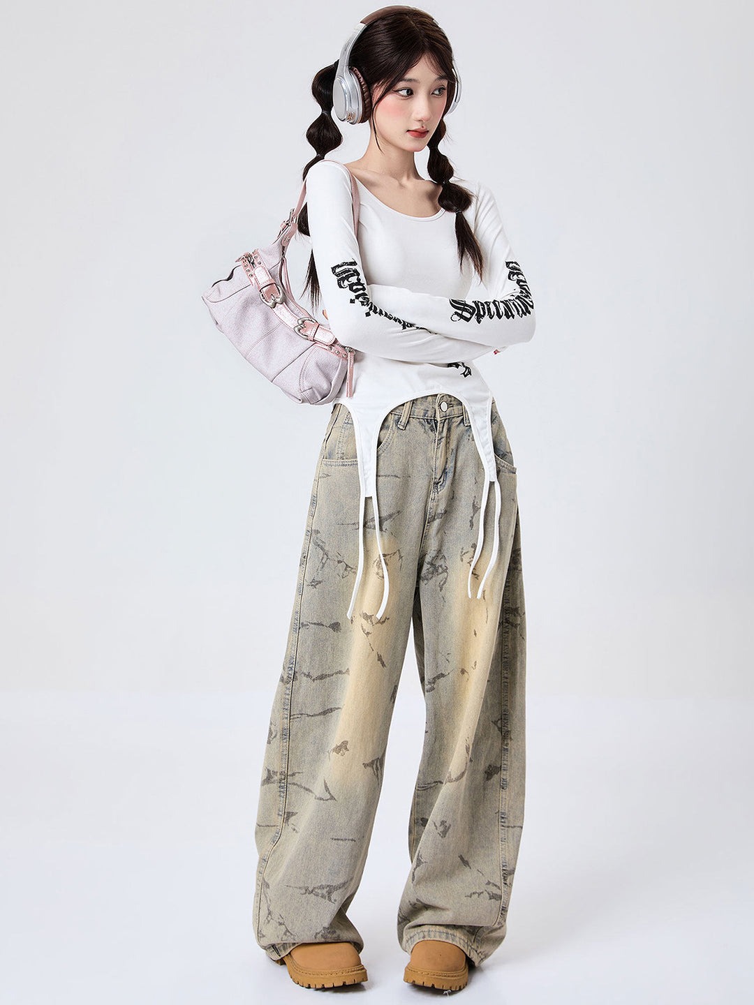 Y2K Studded Buckle Baguette Shoulder Bag
