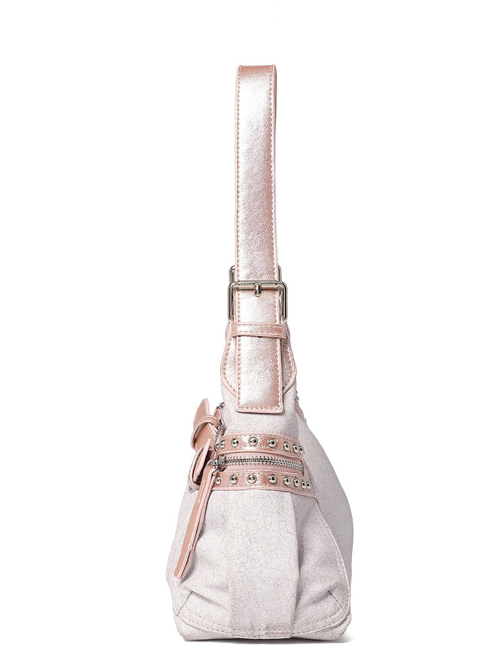 Y2K Studded Buckle Baguette Shoulder Bag