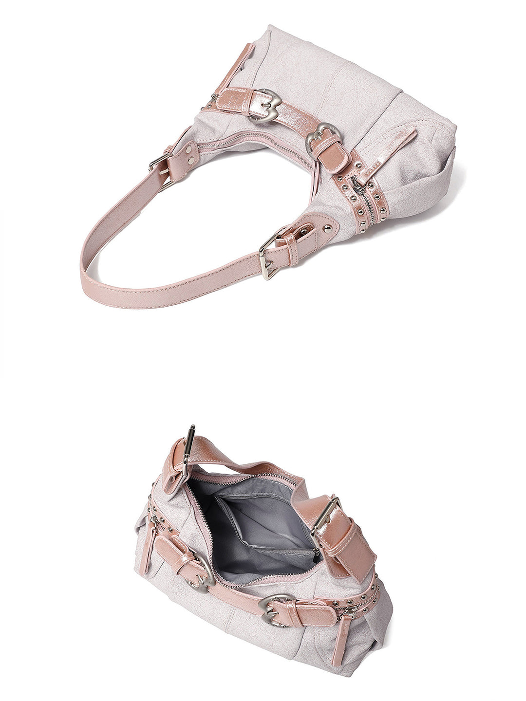 Y2K Studded Buckle Baguette Shoulder Bag