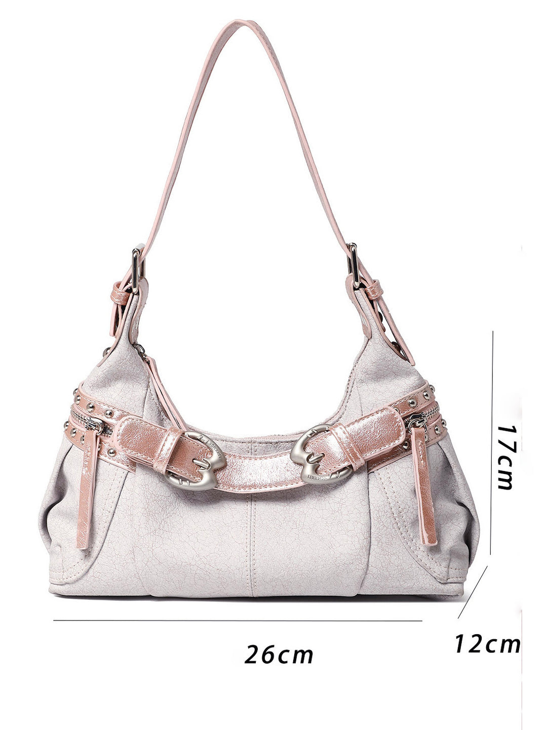 Y2K Studded Buckle Baguette Shoulder Bag