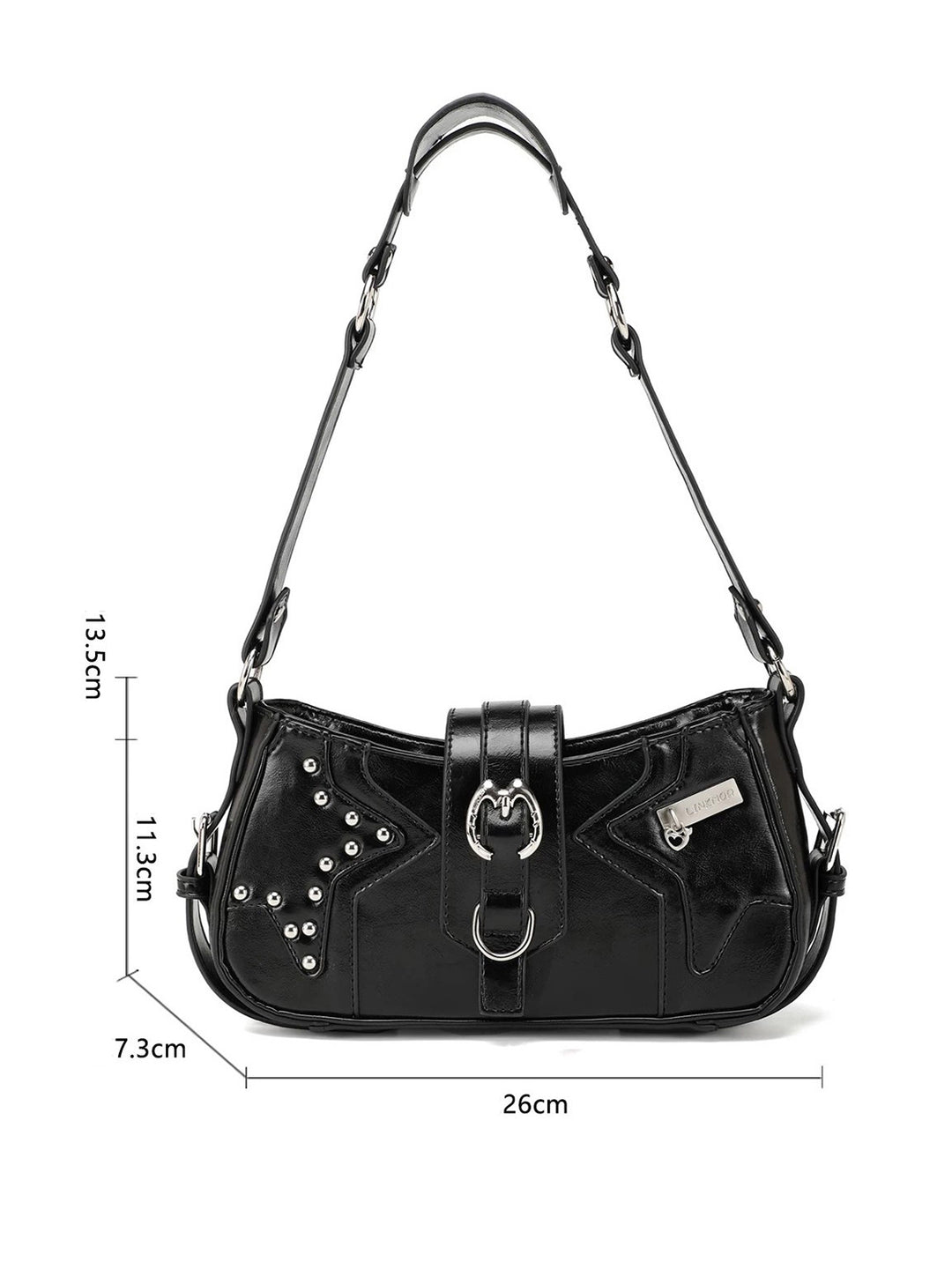 Y2K Studded Star Baguette Shoulder Bag