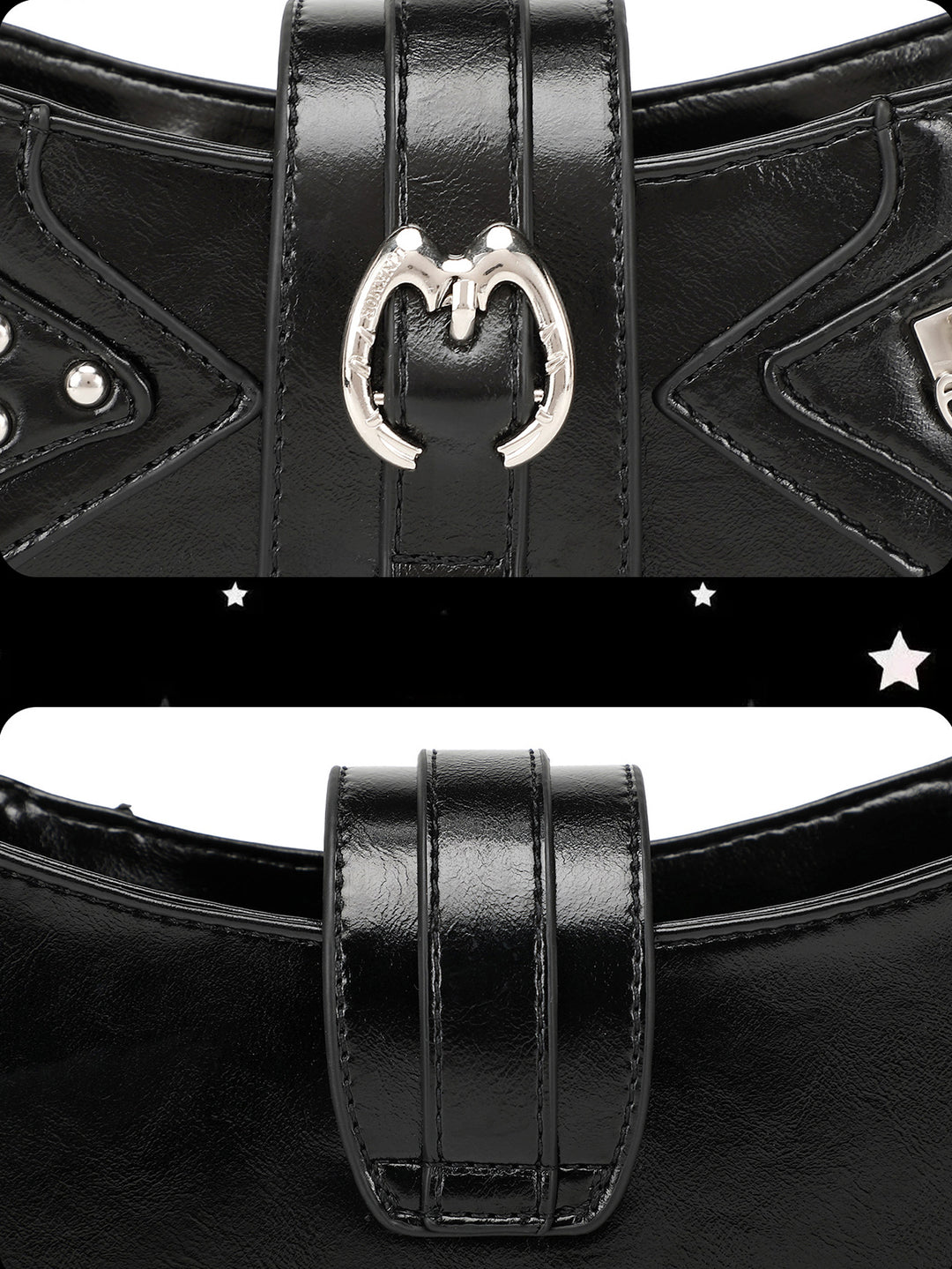 Y2K Studded Star Baguette Shoulder Bag