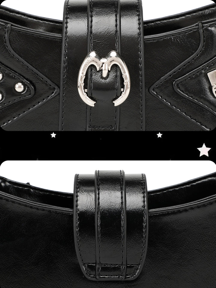 Y2K Studded Star Baguette Shoulder Bag