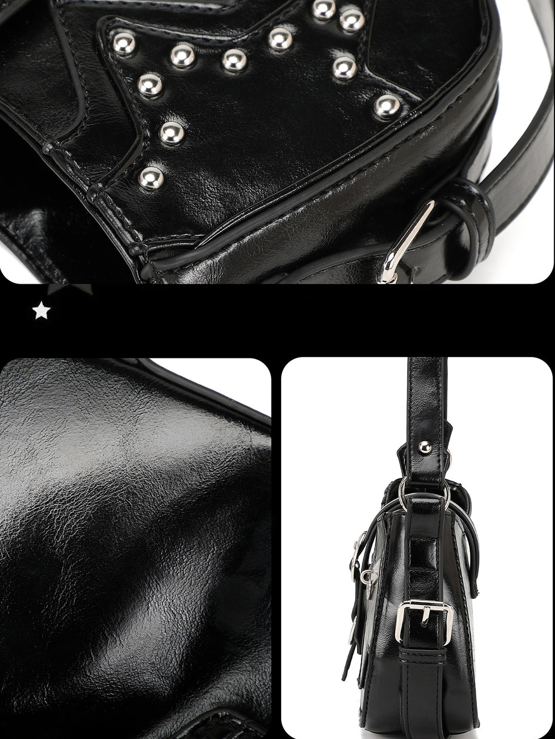 Y2K Studded Star Baguette Shoulder Bag