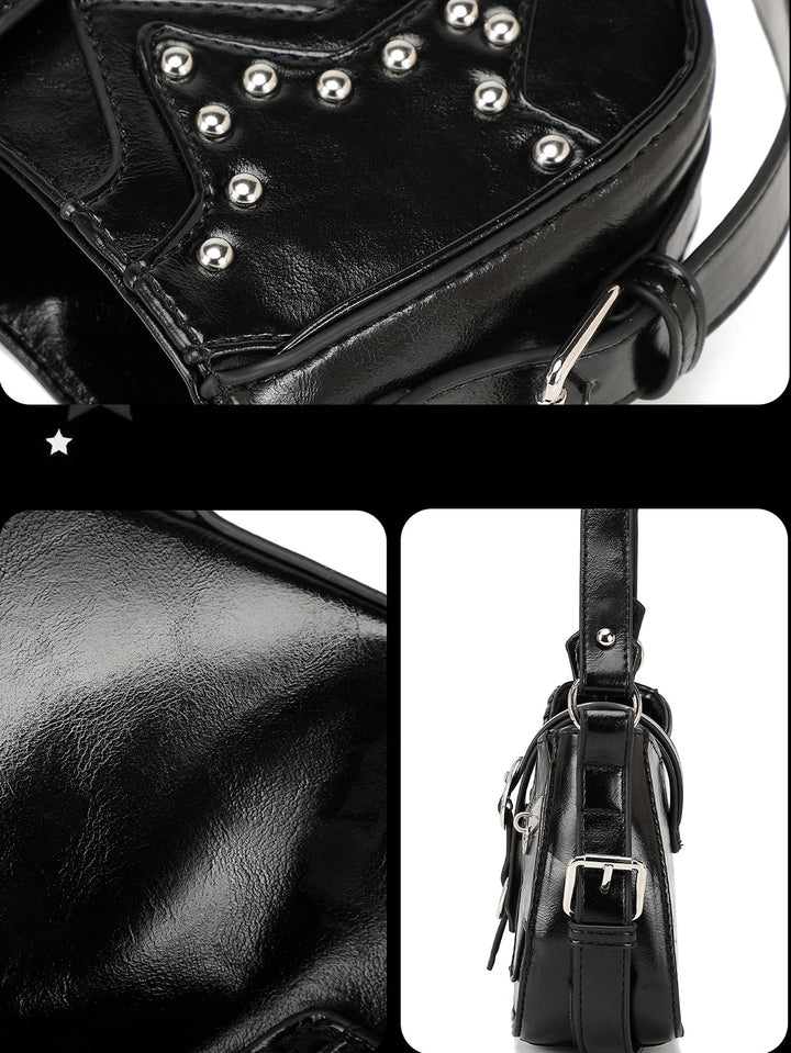 Y2K Studded Star Baguette Shoulder Bag