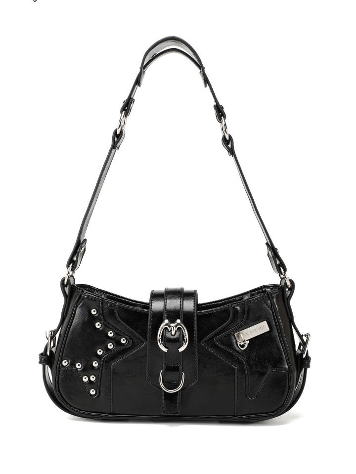 Y2K Studded Star Baguette Shoulder Bag