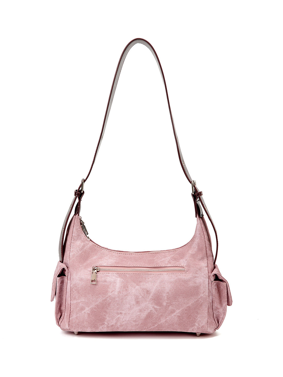 Y2K Washed-Effect Buckle Hobo Shoulder Bag