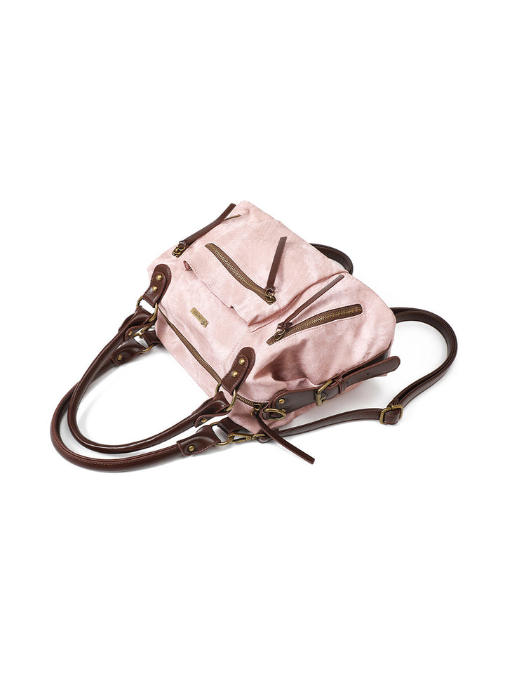 Vintage Washed-Effect Convertible Backpack Shoulder Bag