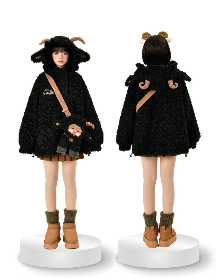 Kawaii Black Sheep Hood Jacket
