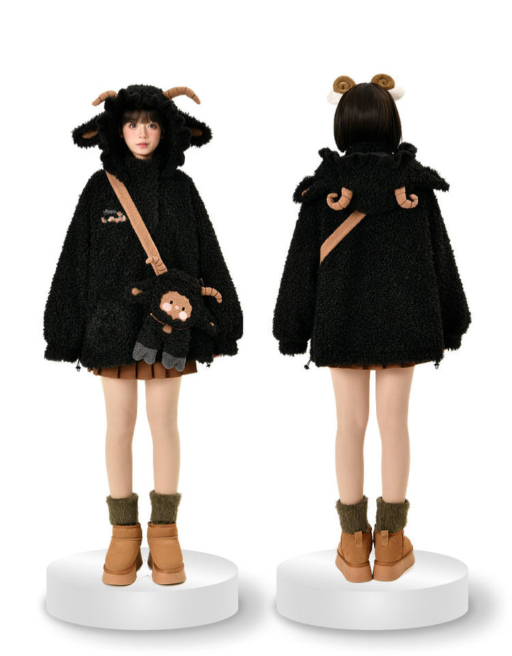 Kawaii Black Sheep Hood Jacket