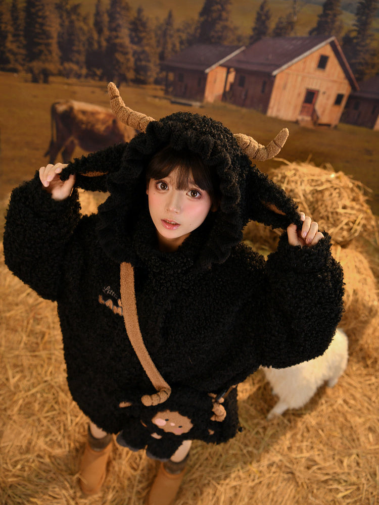 Kawaii Black Sheep Hood Jacket