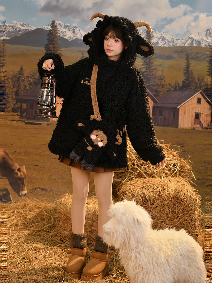 Kawaii Black Sheep Hood Jacket