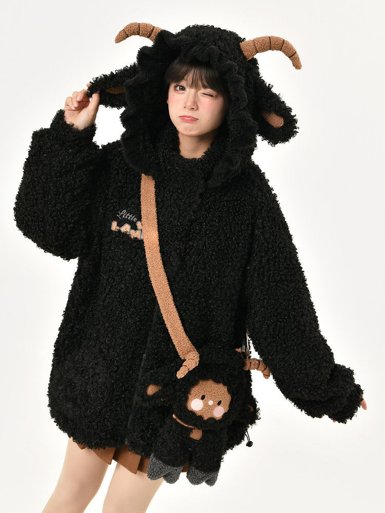 Kawaii Black Sheep Hood Jacket