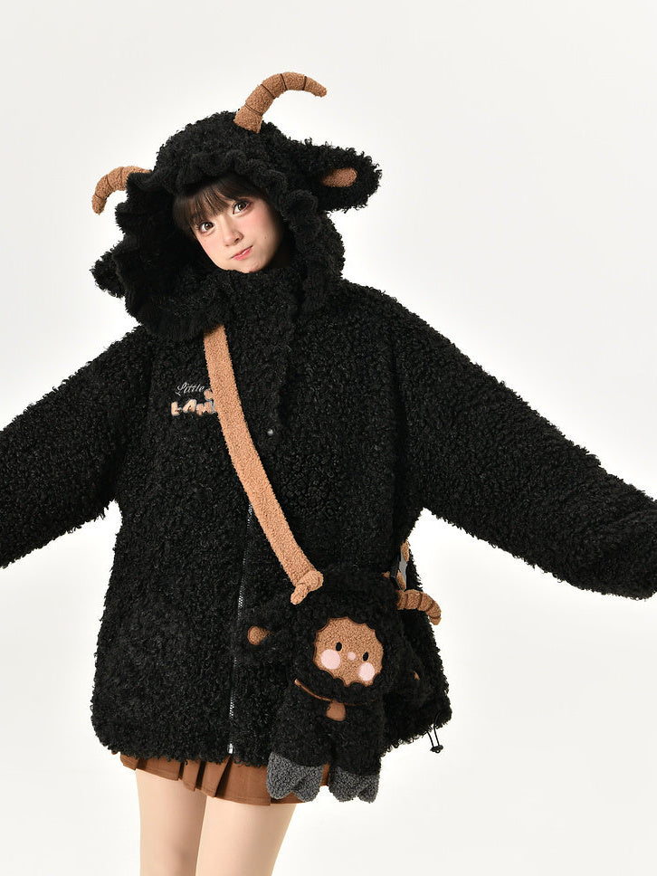 Kawaii Black Sheep Hood Jacket