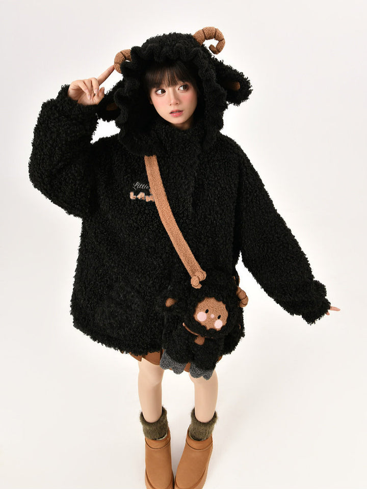 Kawaii Black Sheep Hood Jacket