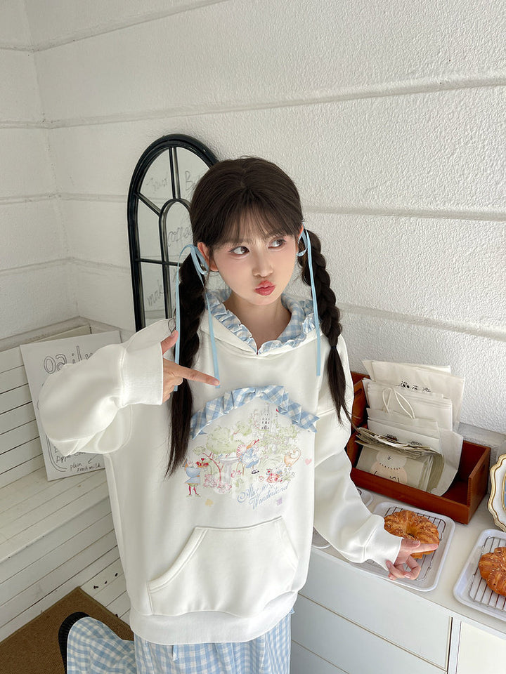 Storybook Gingham Ruffle Hoodie