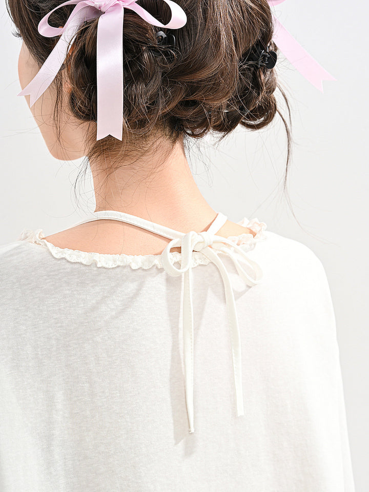 Kawaii Bonnet Lamb Graphic Long Sleeve T-Shirt