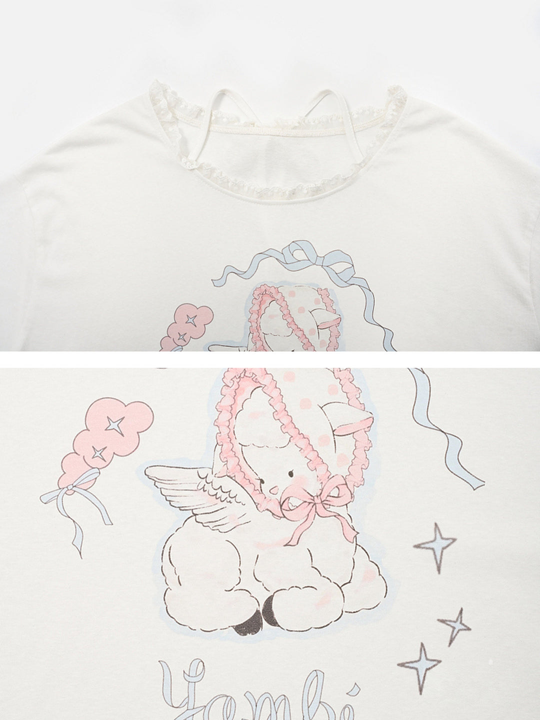 Kawaii Bonnet Lamb Graphic Long Sleeve T-Shirt