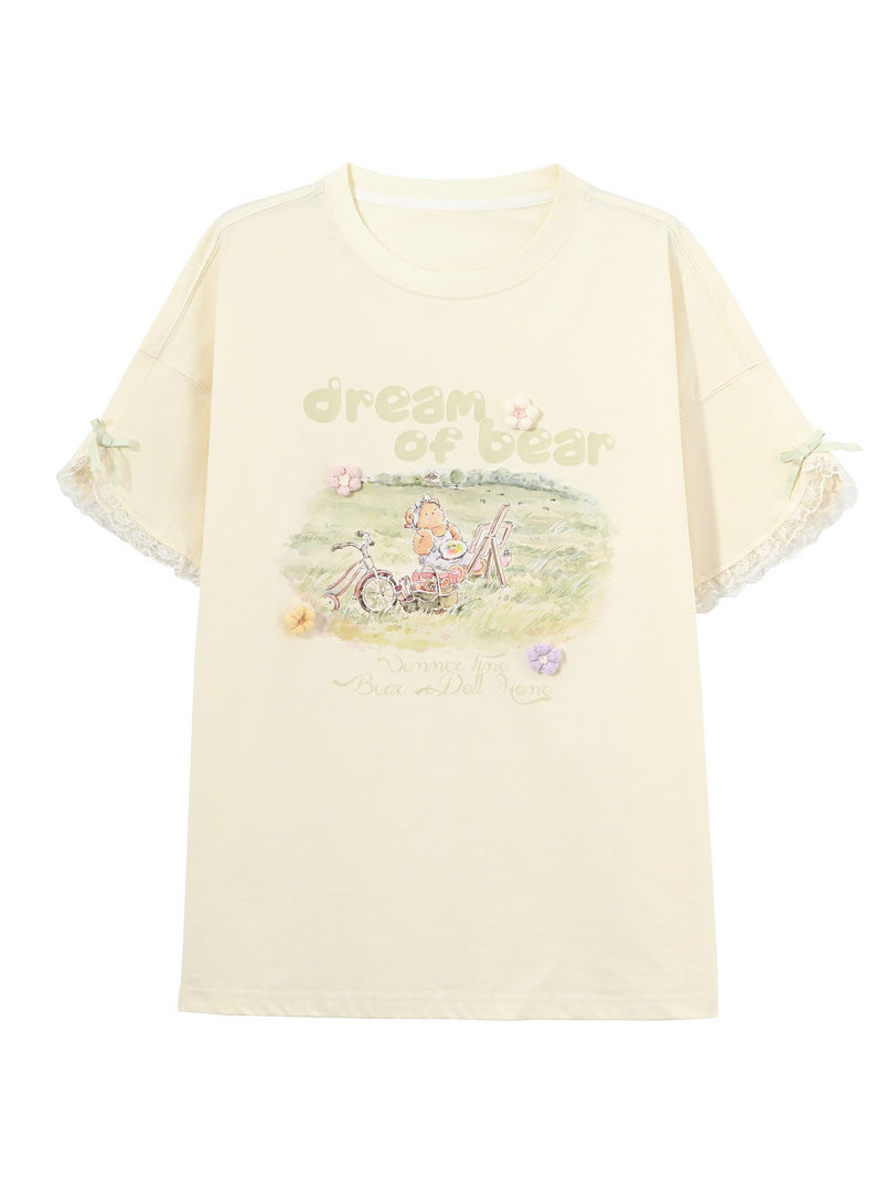 Kawaii Bear Picnic Graphic T-Shirt