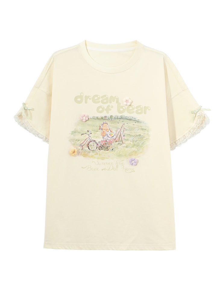 Kawaii Bear Picnic Graphic T-Shirt