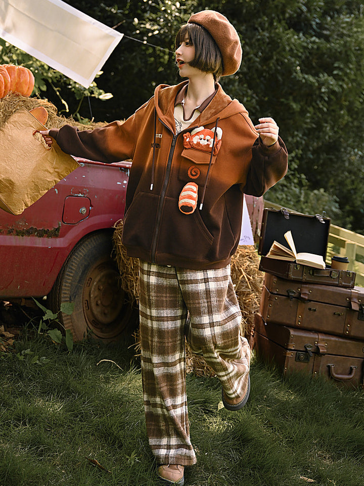 Red Panda Pocket Ombre Zip-Up Hoodie