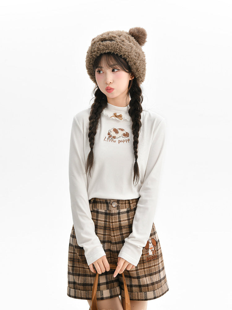Animal Appliqué Lace Collar T-Shirt