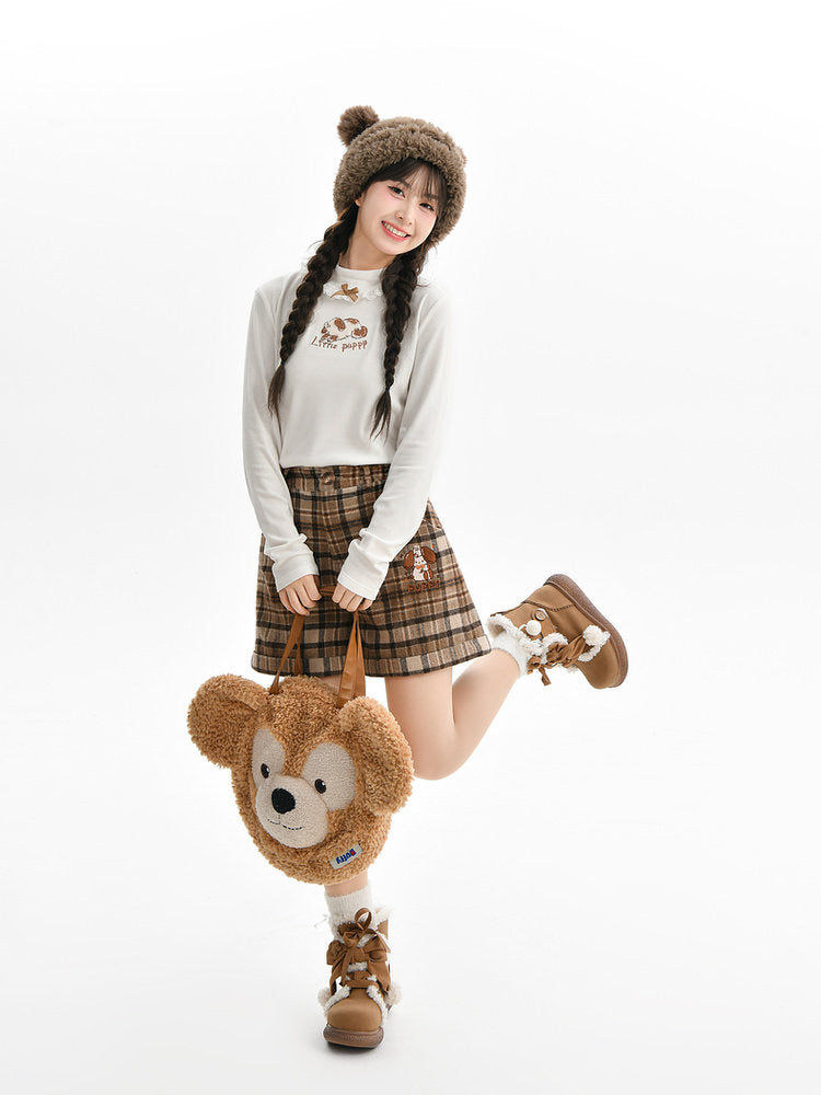 Animal Appliqué Lace Collar T-Shirt