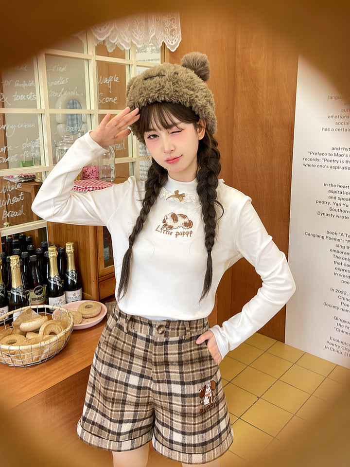 Animal Appliqué Lace Collar T-Shirt