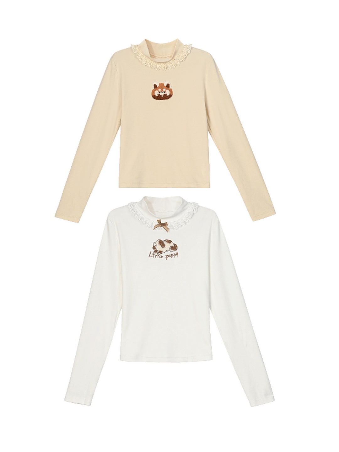 Animal Appliqué Lace Collar T-Shirt