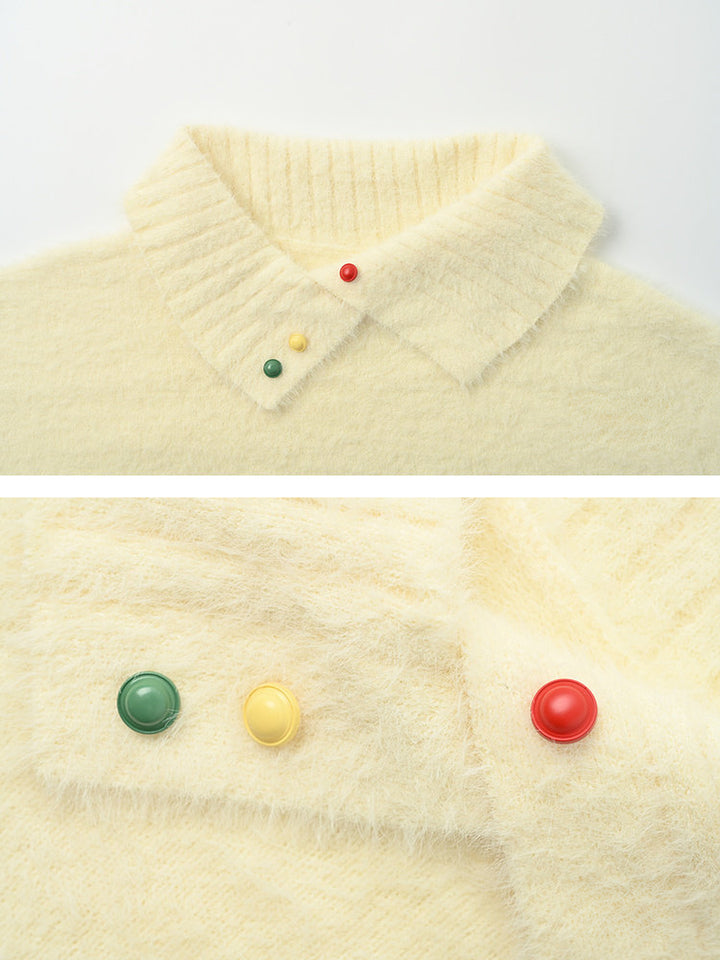 Playful Cat Embroidered Distressed Sweater