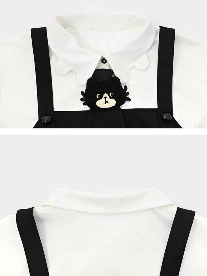 Kawaii Fishbone Pocket Pinafore Dress