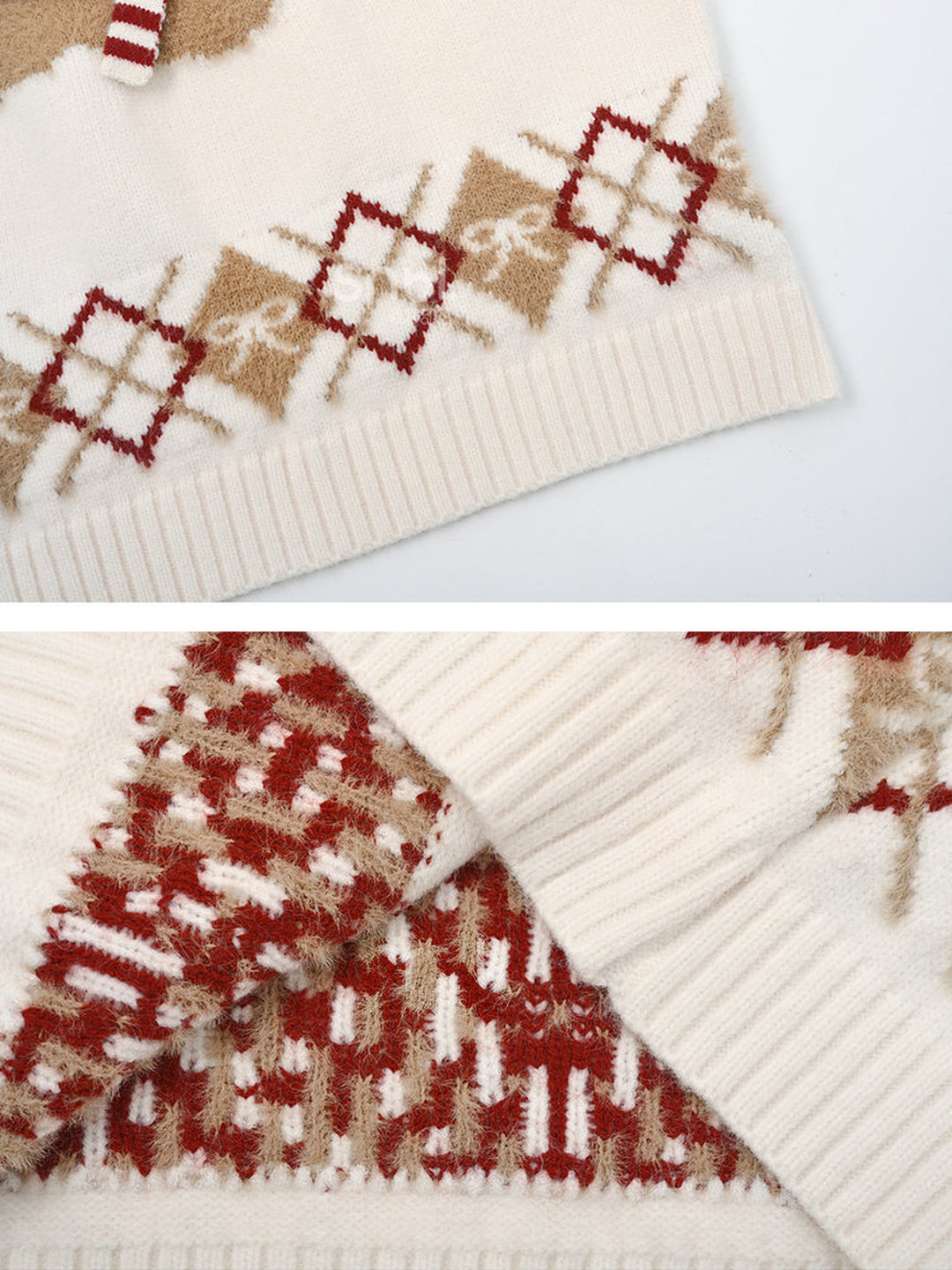 Dog Appliqué Contrast-Collar Sweater