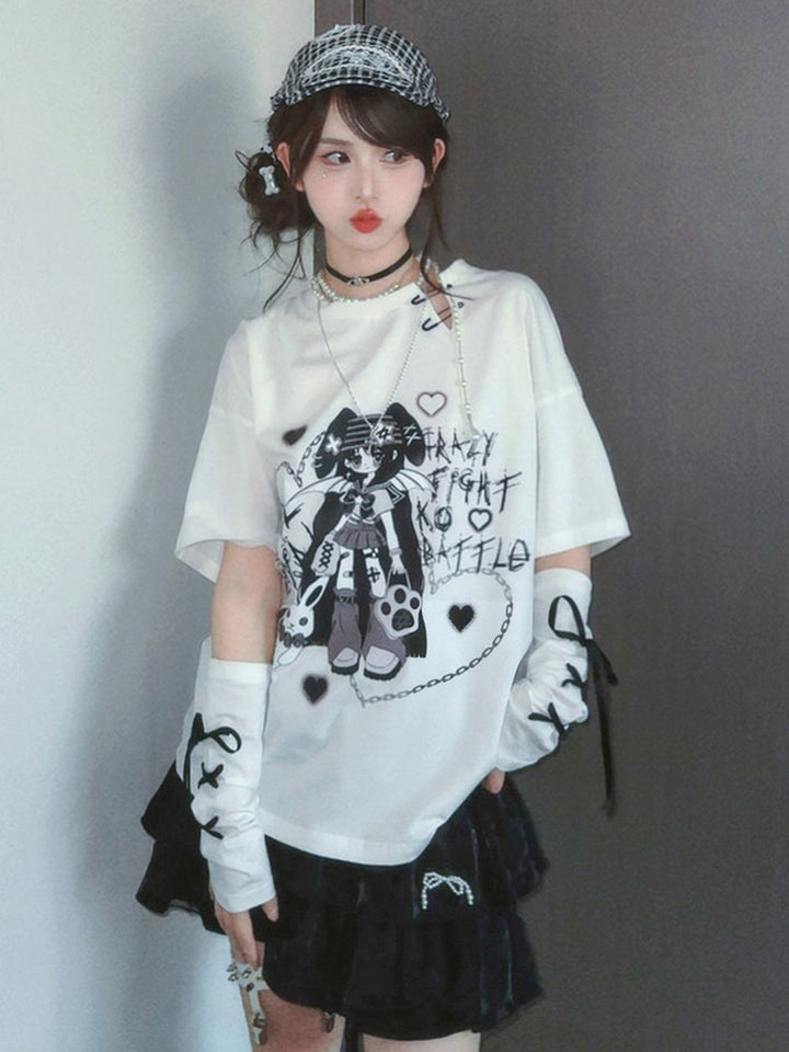Y2K Winged Girl Graphic T-Shirt