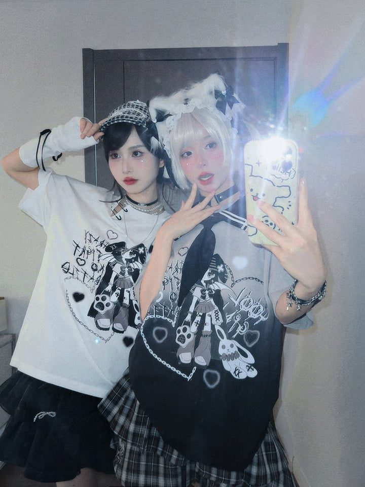 Y2K Winged Girl Graphic T-Shirt
