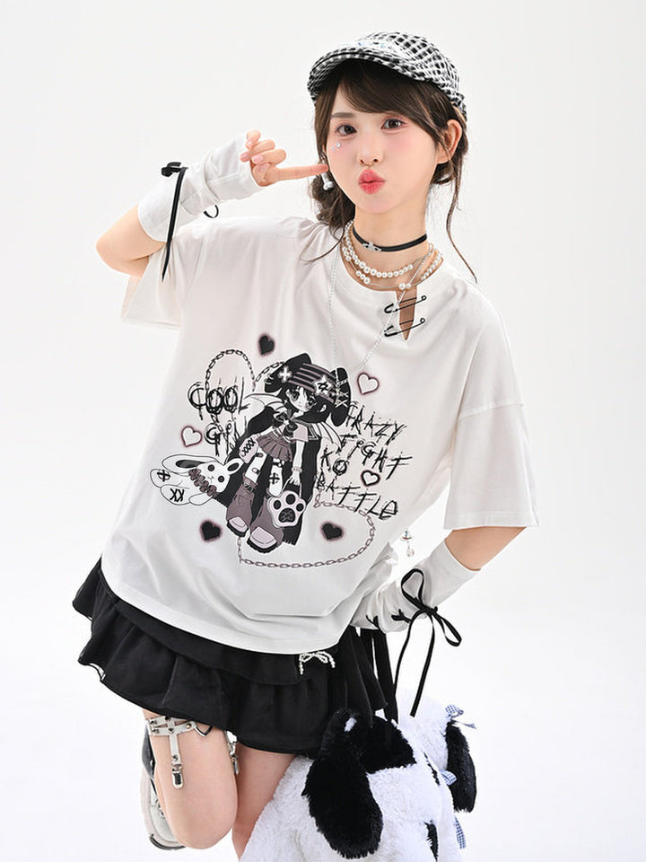 Y2K Winged Girl Graphic T-Shirt