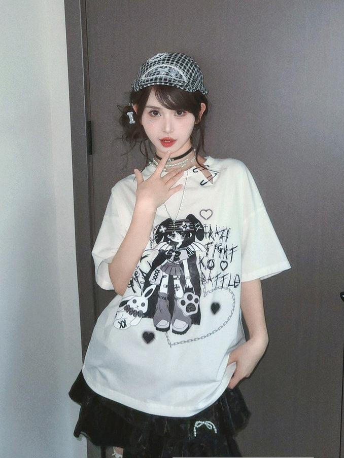 Y2K Winged Girl Graphic T-Shirt